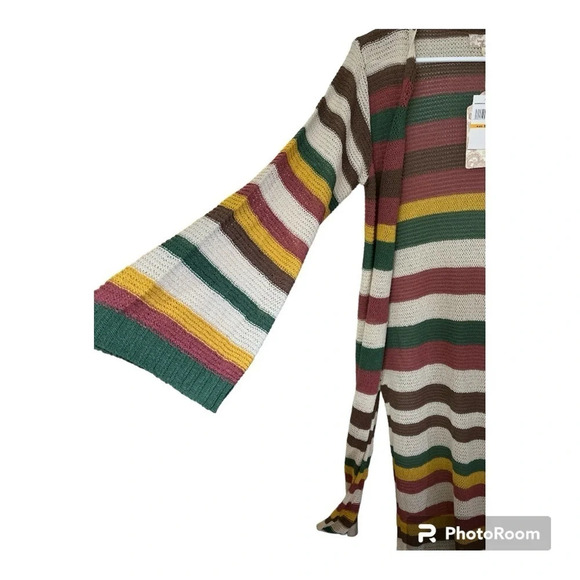 band of gypsies striped crocheted duster size small boho chic - Picture 11 of 11